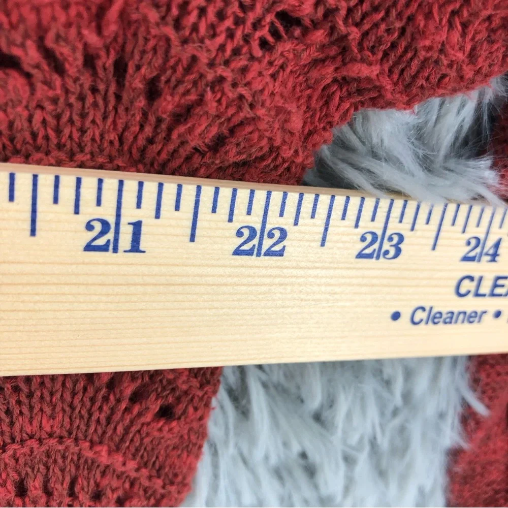 Maurices Sweater Womens Large Open Knit Red Long Sleeve Crew Neck